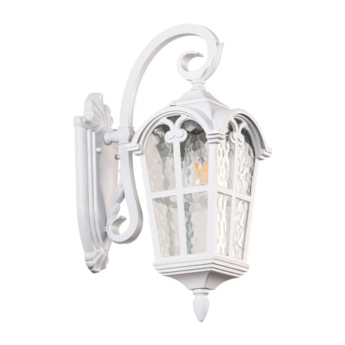 Outdoor Wall Lights for Porch, Patio, Garage - 17.1'' H White Exterior Lighting Fixtures, Waterproof & Anti-Rust Outside Wall Lantern, Vintage Outdoor Lights Wall Mount for House Exterior