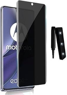 شاشة حماية خصوصية منحنية من زجاج مقوى بدرجة صلابة 9 بأشعة فوق بنفسجية لموبايل موتورولا موتو ايدج 50 بتغطية كاملة للشاشة مضادة للتجسس وعالية الدقة HD وسهلة التطبيق ببصمة إصبع