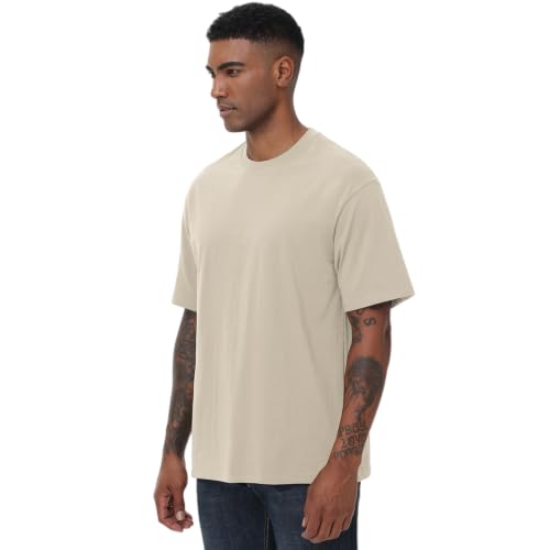 Image of KEEPSHOWING Mens Oversized Short Sleeve T-Shirts Cotton Loose Fit Tees