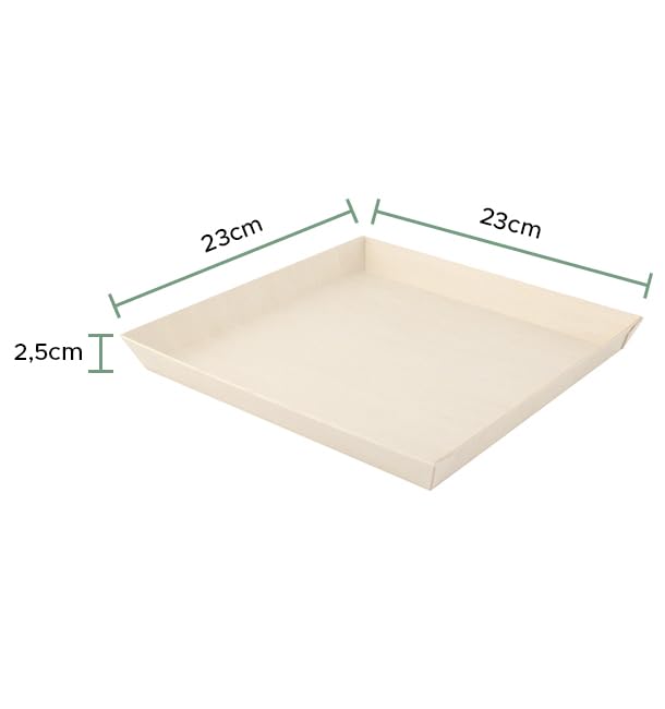 25 Platos de Madera Cuadrados 23x23x2,5cm, 1250ml, Biodegradables, Platos para Comida, Tiendas, Eventos