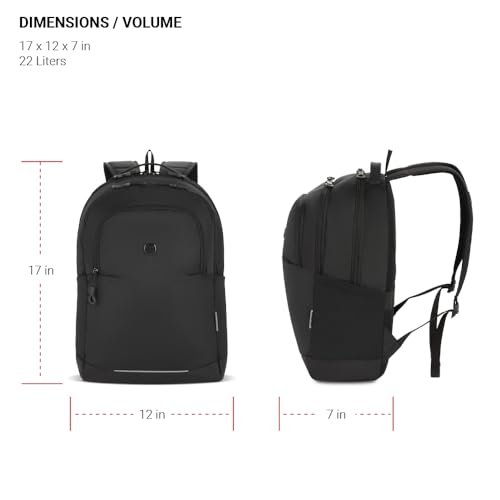 SwissGear Orientation Laptop Backpack, Black, 17"x12"x7" - Image 5