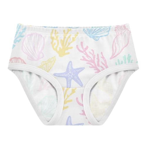Cotton Toddler Underwear Custom Pastel Colored Seashells Coral White Cute Panties Girl Funny Briefs Underpants 2t