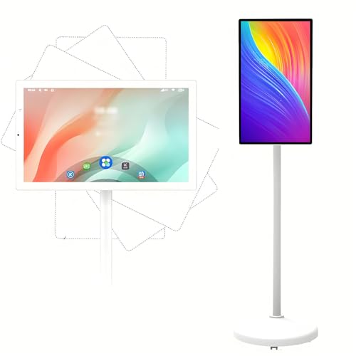 Smart TV portátil con pantalla táctil, monitor inalámbrico sobre ruedas, control de voz, sistema operativo Android, 24 pulgadas, almacenamiento de 128 GB