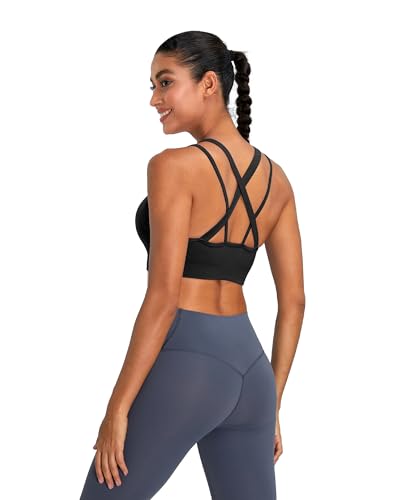 Image of Sports Bras for Women HIigh Support, Criss-Cross Back Padded Strappy High Impact Sports Bras for Women Large Bust