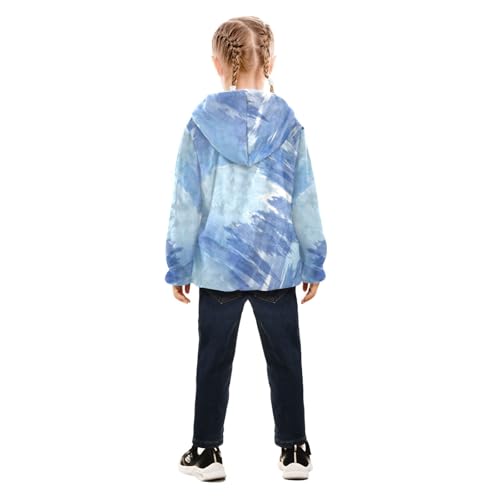 GuoChe Light Blue Tiedye Boys Hooded Fleece Jacket4