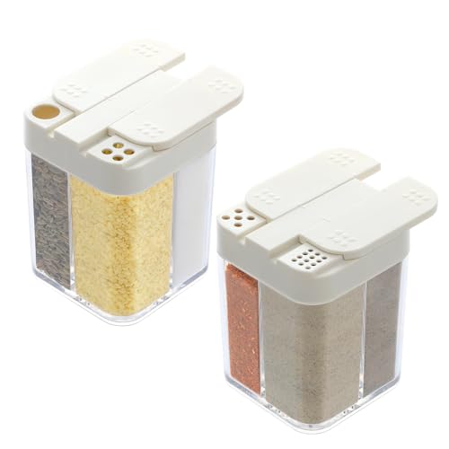 Image of 4-in-1 Portable Seasoning Containers for Camping Picnics Travel, 2 Packs | 4 Sizes of Holes, Salt and Pepper Spice Shakers, for BBQ, Travel, Camping