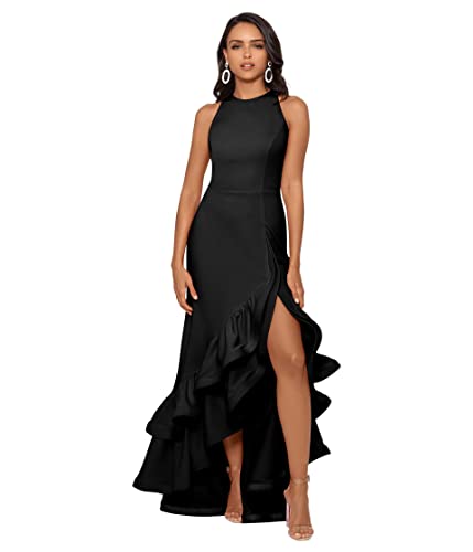 Image of Betsy & Adam Women's Betsy & Adam Women's Scuba Crepe and Satin Corset Bodice Strapless Floor Length Dress
