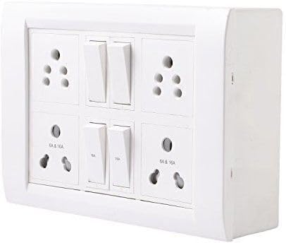 White Electrical Extension Board with 6A & 16A Sockets and Switches, Multi-Plug Wall Mount-picture-12