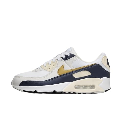Nike Air Max 90 Next Nature Women's Shoes (HF3444-100, White/Obsidian/Coconut Milk/Metallic Gold) Size 8.5
