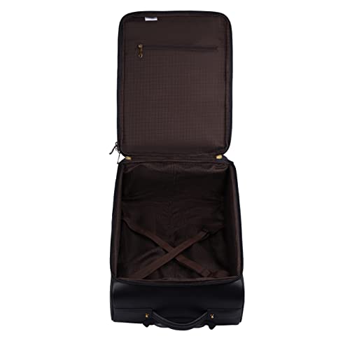 Image of Stylish and Durable Leather Trolley Luggage Bag Perfect for Travel and Business 46 litres Suitcase