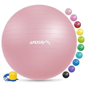 APEXUP Yoga Ball Exercise Ball, Pilates Ball, Anti Slip Stability Ball, Heavy Duty Gym Ball for Fitness, Balance, Core Workout, Physical Therapy