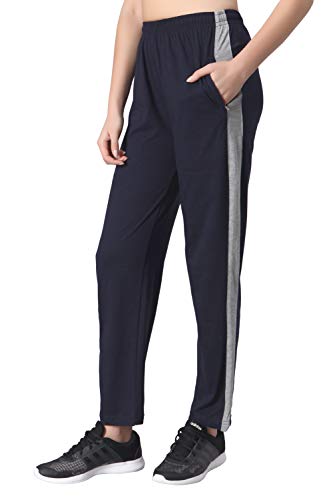 Image of Fflirtygo Women's Cotton Track Pants, Joggers for Women, Women�s Leisure Wear, Night Wear Pajama, Grey with Zip Pockets�for Sports Gym Athletic Training Workout