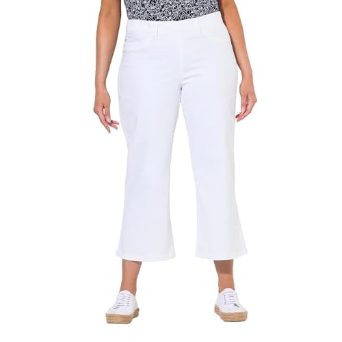 Ulla Popken Damen V-Ausschnitt T-Shirt, Weiß (Weiss 20), 54/56