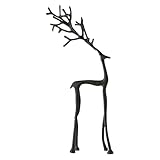 HDQQEU Dekofigur Hirsch Schwarz Metall Hirschfigur Mini Hirsch Skulptur Weihnachten Schwarz Hirsch Deko Für Kaminsims Wohnzimmer Schlafzimmer Büro (20CM)