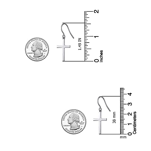 LeCalla Sterling Silver Christian Classic Cross Earrings #TOP28