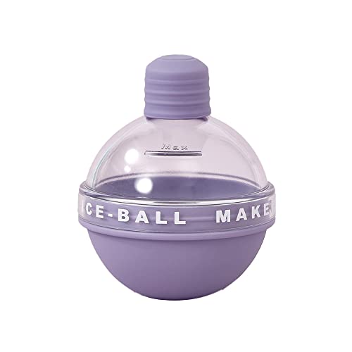 製氷皿 製氷器 シリコン 丸型 大きい氷 直径6cm 蓋付き ボール球 アイスモールド 氷 作る 容器 取出し簡単 柔らかい 冷凍保存 家庭用 車載 お菓子 アイスクリーム アイスドリンク アイスビール ウィスキー パーティ (パープル)