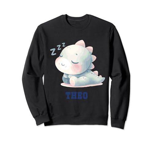 Theo Baby Sleeping Dino Baby Boy Name Sweatshirt