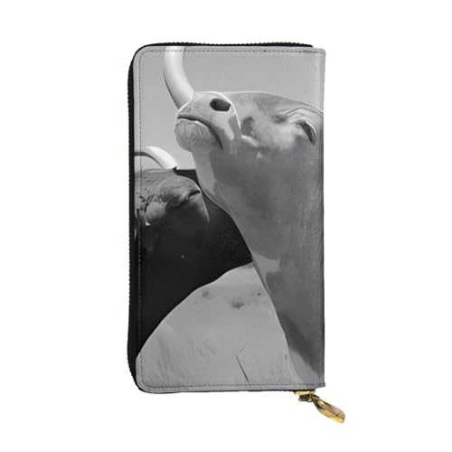 Portefeuille en cuir étanche imprimé vache, pochette longue de rangement portable