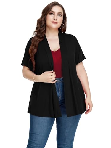 LARACE Short Sleeve Cardigans for Womens Summer Tops Casual Plus Size Open Front Lightweight Cover Up