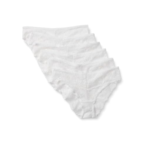 Amazon Essentials Women's Stretch Galloon Lace Knickers, Pack of 6, White, Large - image 1