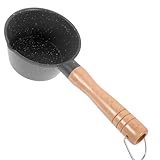 BESTYASH Small Cast Maifan Stone Sauce Pan with Pour Spout and Handle, Deep Mini Gas Stove Oil Pot
