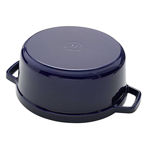 Image of Staub Cast Iron 4-qt Round Cocotte with Glass Lid - Dark Blue