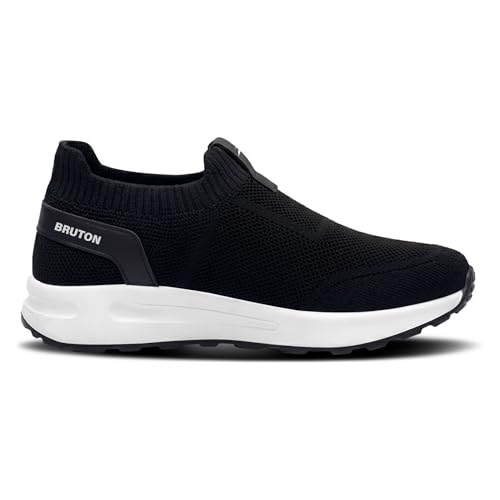 Image of BRUTON Men's Beige & Black Casual Sneaker | Lightweight Cushioned Lace-Up Shoes | Breathable Fashion Footwear for Walking, Travel, College