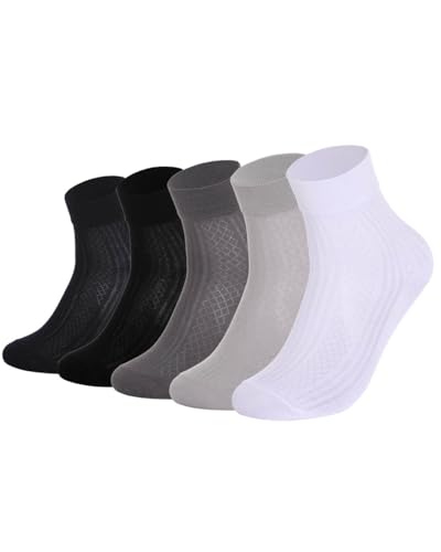 Campsis Men's Viscose Ankle Socks, Cotton Dress Socks, Soft Ankle Sock for Daily(5 Pairs)