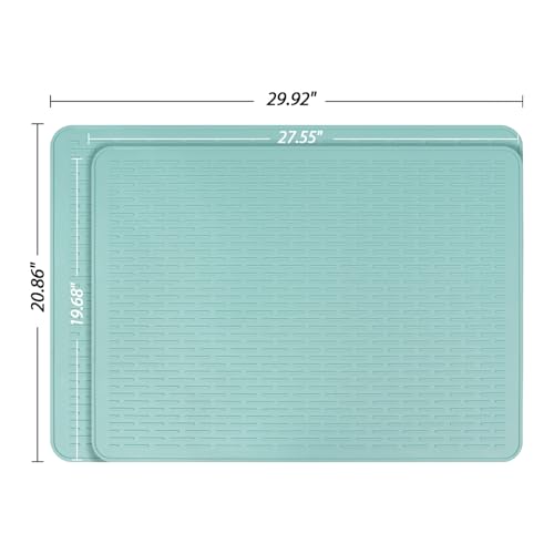 Stove Top Cover for Electric Stove - Silicone Stove Mat for Glass Top, Glass Cooktop Protector, XL Dish Drying Mats For Kitchen,Oven Covers for Electric Stove (Aqua,30 x 21)