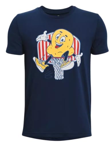 Under Armour Boys' SC30 Curry Wordmark T-Shirt (US, Alpha, Large, Regular, Academy Blue 408 / Popcorn)