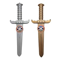 Nereds 2pcs Kids Pirate Dagger Sword Set Durable Plastic Pirate Sword Pretend Play Toy for Theme Birthday Party Christmas Cosplay Costume Accessories Stage Props