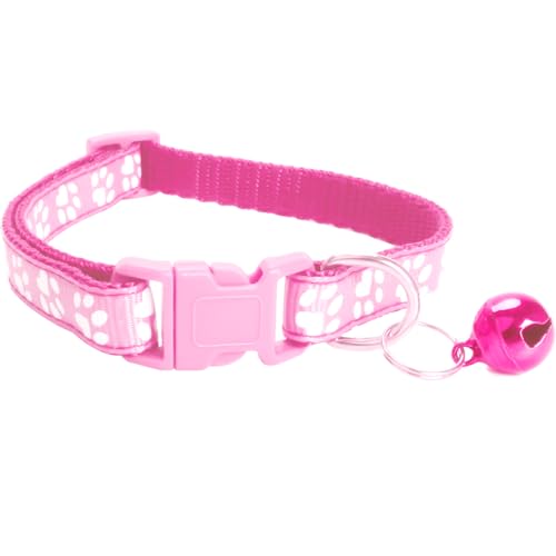 MJIYA Cat Collar with Bell, Breakaway Grid Collar with Plastic Buckle, Light Adjustable, Nylon, Kitty Collars