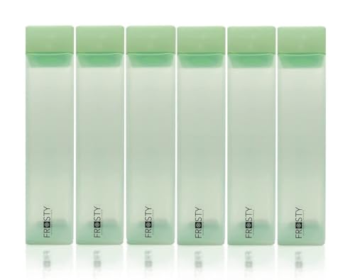 Image of Frosty Square Fridge Water Bottles Set of 6 | 1 Litre BPA Free Plastic Fridge Bottles | Slim Refrigerator Water Bottle Set for Home & Office | Gym Bottle | Kitchen (BABY PINK) (GREEN)