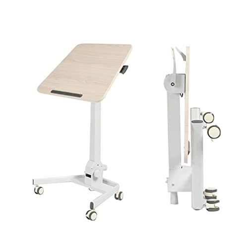 Mesa ajustable para cama con ruedas para sofá, mesita de noche, escritorio portátil de pie para sala de estar, dormitorio, mesa móvil para laptop, para desayuno, escritorio pequeño para uso móvil