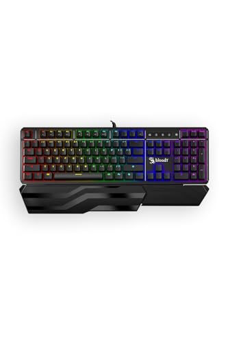 Bloody Gaming B975 Light Strike Optical Gaming Computer Keyboard |Instant Actuation | Spill-Resistant Design | RGB LED Backlit Keyboard | Tactile & Clicky Feedback | Detachable Wrist-Rest