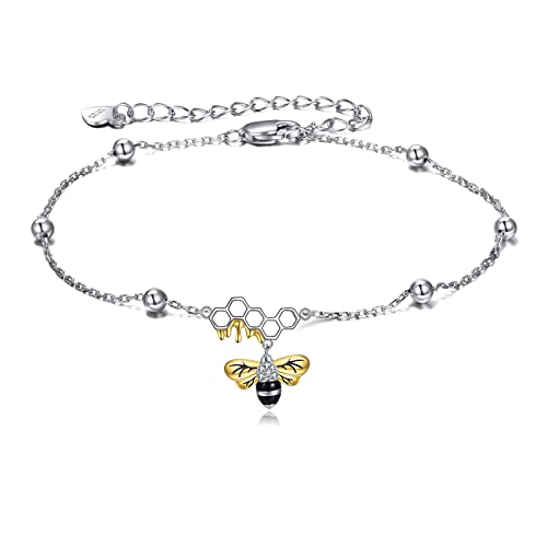 Image of YAFEINI Anklet Bracelets for Women Girls Sterling Silver Hummingbird /Dragonfly /Butterfly Link Chain Anklets Jewelry Gifts