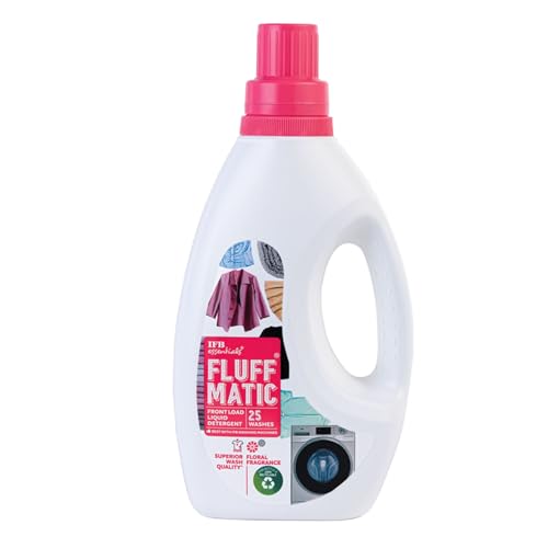 Image of IFB essentials Fluff Matic Front Load Liquid Detergent - 880ML | Removes Tough Stains | Concentrated Formula for Extra Washes | Long Lasting Floral Fragrance | Preserves Softness & Shine