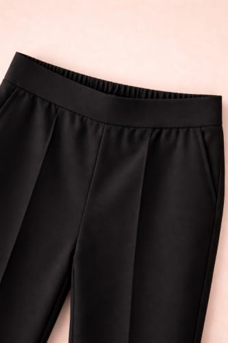 Image of Women's Mid Rise Wide Leg Trousers with Elastic Waist & Pockets