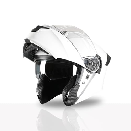 Image of TVS Racing SuperPose Smoked Dual Visor Flip Up Modular Helmet for Men and Women, ISI DOT Certified, ABS Shell, Quick Release Visor, Lightweight, Ventilated, Open Face to Full Face