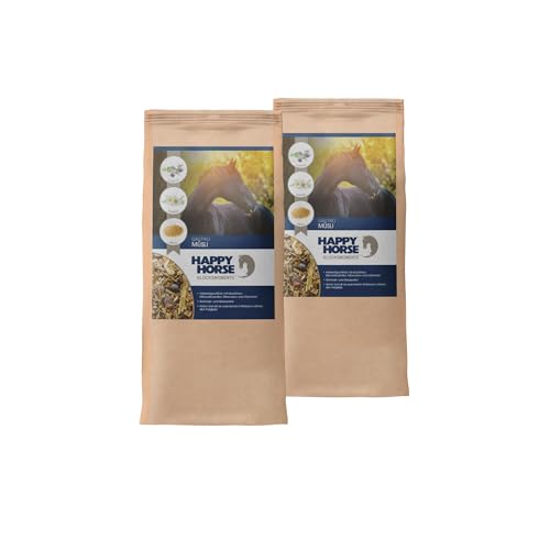 HAPPY HORSE Superfood Gastro-Revital-Müsli 2x14 kg | Getreidefrei & Melassefrei | Faserreiches Pferdemüsli zur Ergänzung der täglichen Fütterung | Mit Luzerne, Leinsamen, Kleie | Made in Germany