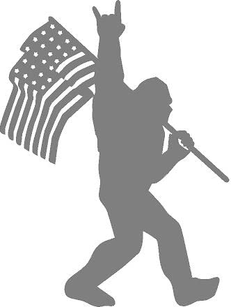5.5 X 4 Inch Bigfoot Rock On America Decal - USA Sasquatch Vinyl Bumper Sticker For Cars & Windows