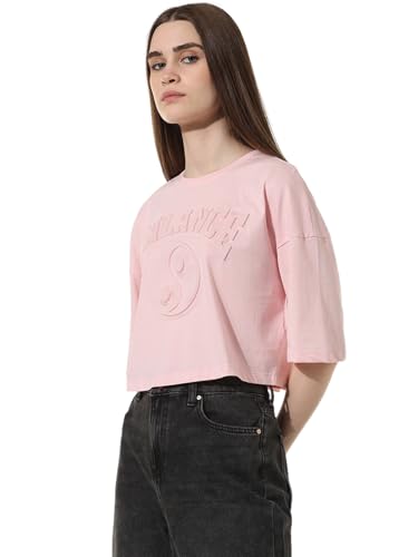 Image of ONLY Women's Loose Fit Typography Cotton T-Shirt