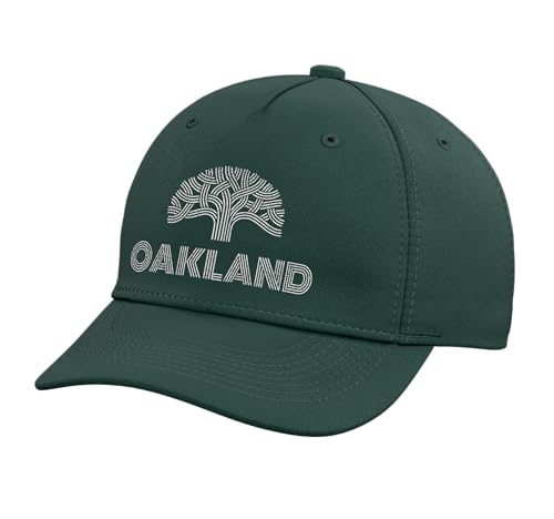 Retro Oak Tree Logo Oakland Merch Vintage The Town Oakland Adjustable Printed Baseball Hat, Dark Green