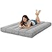 bananair - Futón Japonés Enrollable 2 Personas, Grueso y Cómodo, Fabricado en Francia, Funda Lavable, Cama Plegable de Suelo Práctica – Colchón Plegable, Correa de Incluida (140 × 190 cm, Gris Claro)