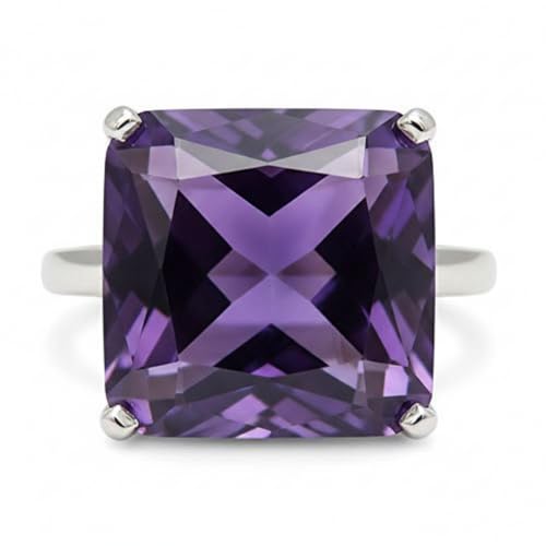 Bague carrée en argent et pierres véritables de taille H-Z pour homme et femme