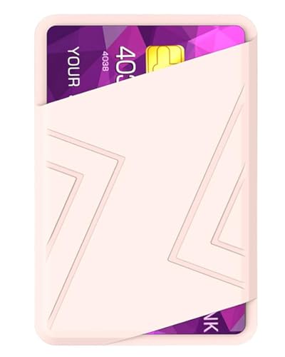 Image of Phone Card Holder Silicone Wallet Stick-on ID Credit Card Pocket for Smartphones (C-Pink)