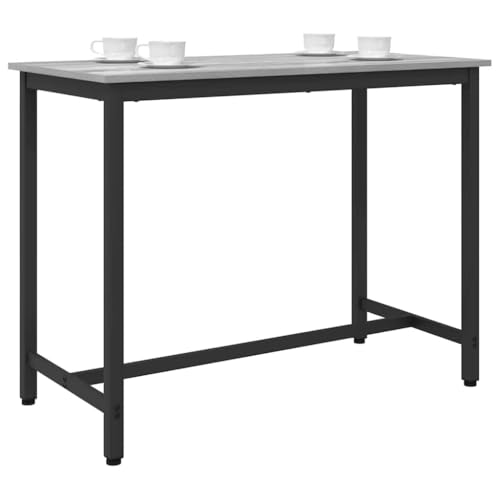 Mokuyary - Mesa gris Sonoma 100 x 50 x 76,5 cm, madera de ingeniería y acero, mesa de cena de cocina para 4 a 6 personas, oficina para comedor, pequeños espacios -A