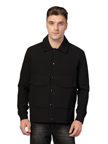 Image of CHKOKKO Men's Fleece Solid Winter Wear Regular Fit Standard Length Jacket