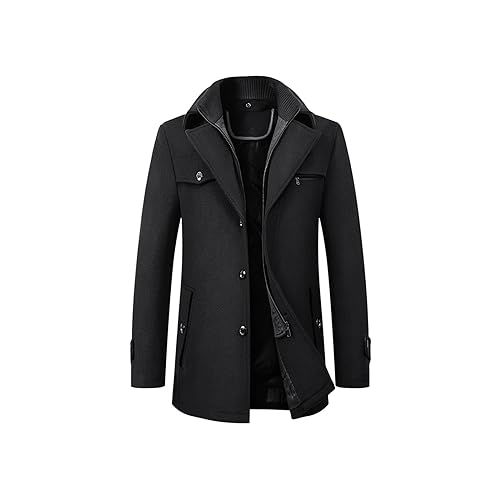 Gabardina De Invierno Para Hombre, Chaqueta Larga Para Hombre, Abrigo Ajustado, Mezclas De Lana, Prendas De Vestir Exteriores Cálidas, Cortavientos De Color Sólido