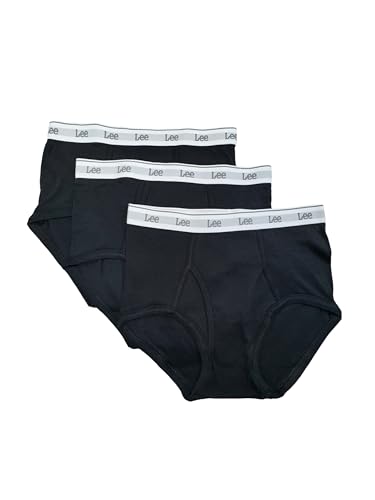 Lee Cotton Briefs, 3-Pack, 100% Cotton, Sizes Small-XX-Large, Classic Fit (US, Alpha, Small, Regular, Regular, Black-Black-Black)